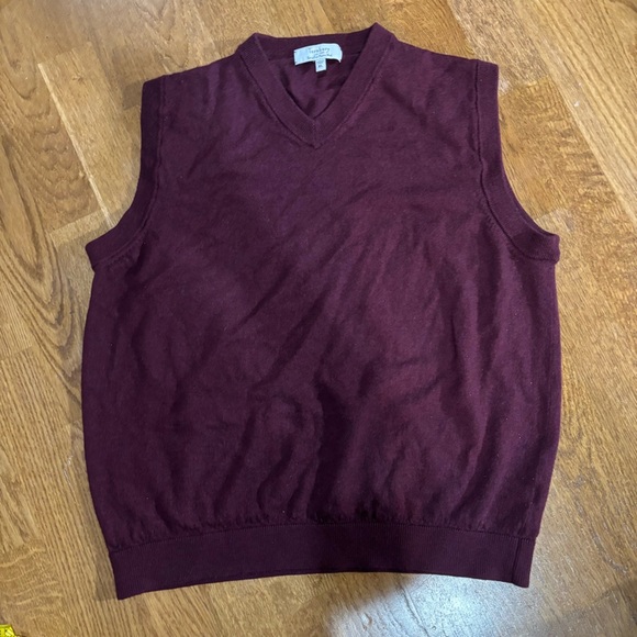 Turnbury Merino Wool Vest Men’s XL Burgundy Sleeveless Sweater - Picture 1 of 5